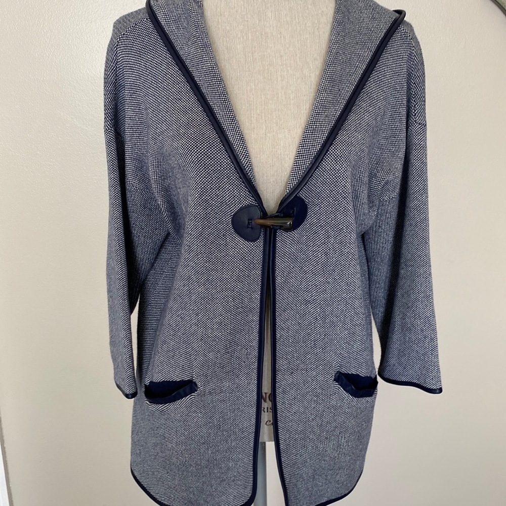 Chico’s Large hooded navy shacket